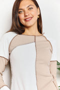 Double Take Color Block Exposed Seam Top - Hovatok
