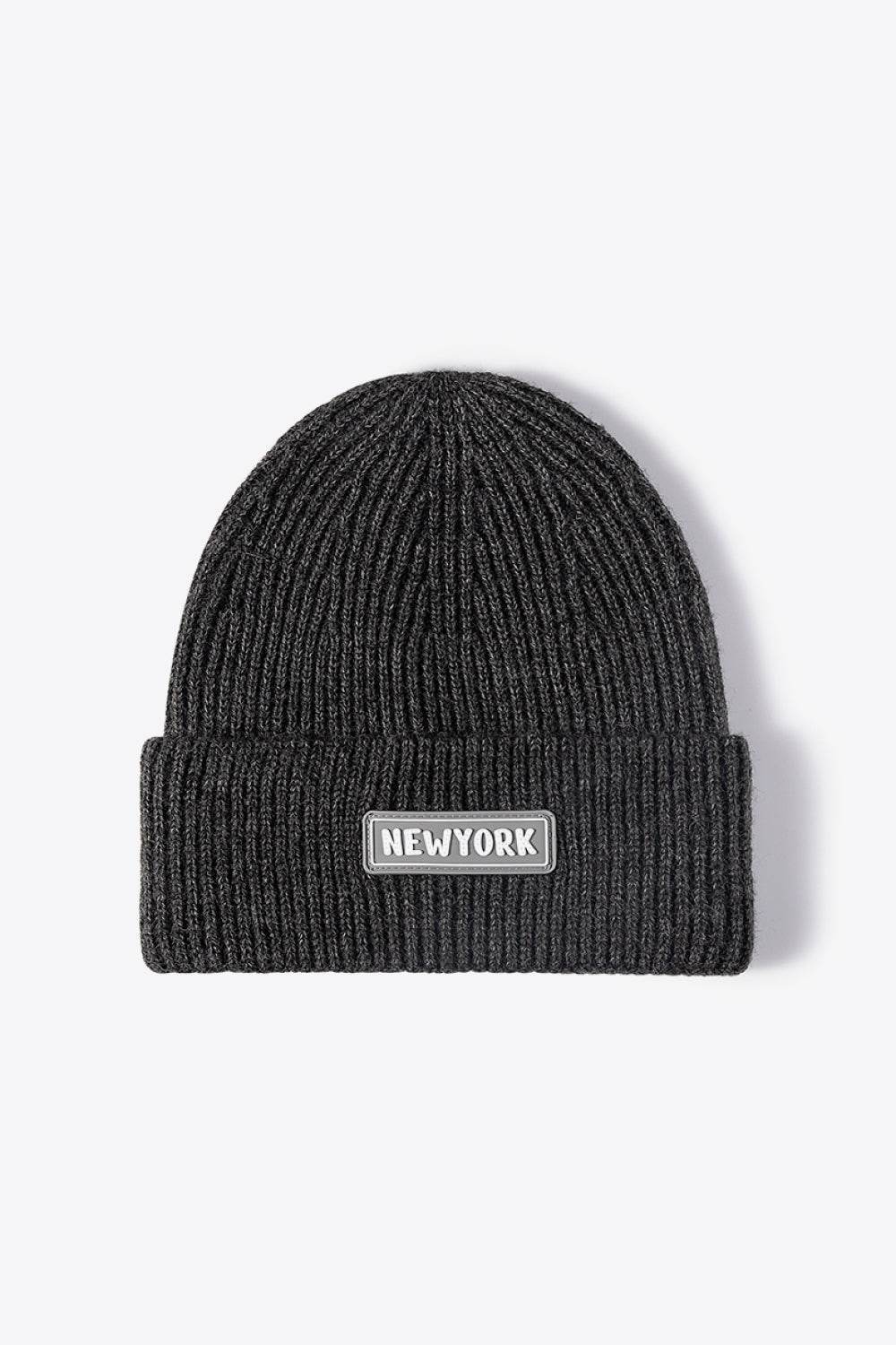 NEWYORK Patch Rib-Knit Cuffed Beanie - Hovatok