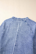 Raw Hem Button Down Long Sleeve Denim Dress - Hovatok