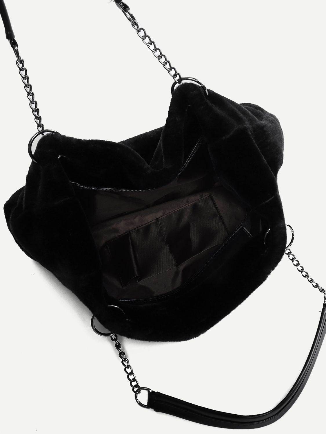 Faux Fur Solid Color Tote Bag - Hovatok
