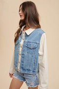 Annie Wear Collared Neck Double Placket Denim Jacket - Hovatok