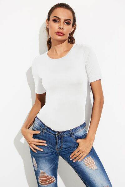 Round Neck Short Sleeve Bodysuit - Hovatok