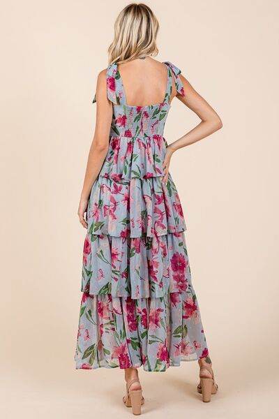 Mittoshop Layered Floral Sweetheart Neck Maxi Dress - Hovatok