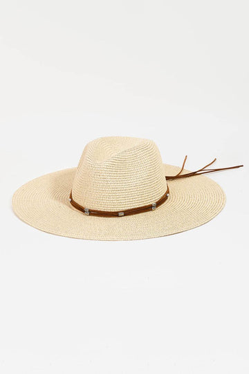Fame Rope Strap Wide Brim Weave Hat - Hovatok