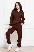 Half Zip Long Sleeve Sweatshirt and Pants Set - Hovatok