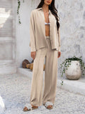Devine Collared Neck Long Sleeve Top and Pants Set - Hovatok