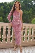 One-Shoulder Long Sleeve Dress - Hovatok