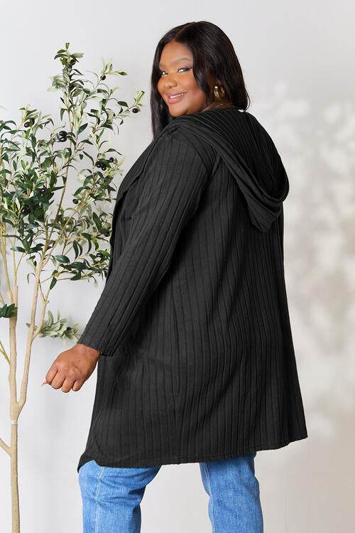 Basic Bae Full Size Hooded Sweater Cardigan - Hovatok