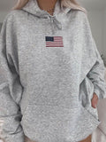 Devine Drawstring US Flag Long Sleeve Hoodie - Hovatok