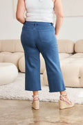 RFM Crop Chloe Full Size Tummy Control High Waist Raw Hem Jeans - Hovatok