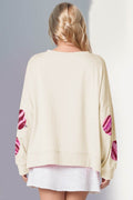 Double Take Sequin Round Neck Long Sleeve Sweatshirt - Hovatok