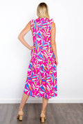 Be Stage Print Ruffled Midi Dress with Pockets - Hovatok