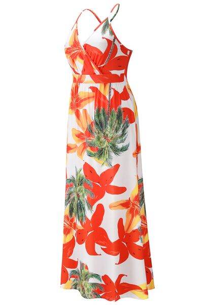 Crisscross Printed Surplice Cami Dress - Hovatok