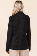 Mittoshop Plaid Texture Double-Breasted Long Sleeve Blazer - Hovatok
