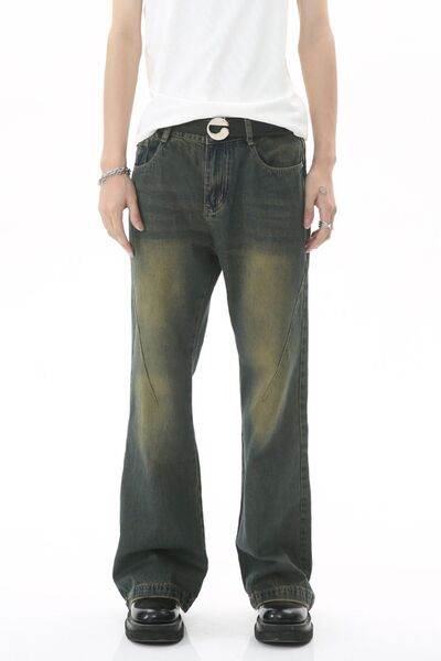 Decorative Seam Jeans with Pockets - Hovatok