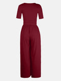 Scoop Neck Short Sleeve Jumpsuit - Hovatok