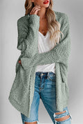 Double Take Pocketed Open Front Long Sleeve Cardigan - Hovatok