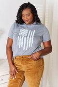 Simply Love US Flag Graphic Cuffed Sleeve T-Shirt - Hovatok