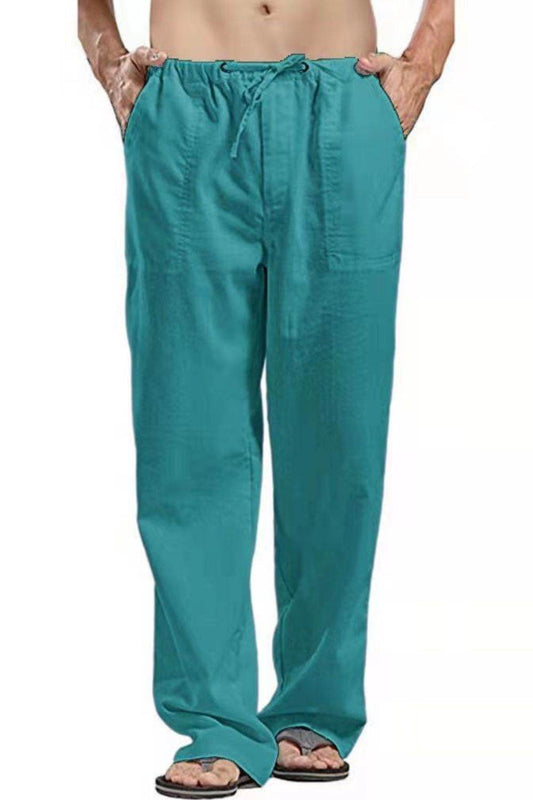 Men's Full Size Drawsrting Straight Leg Pants Plus Size - Hovatok