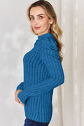 Basic Bae Full Size Ribbed Mock Neck Puff Sleeve T-Shirt - Hovatok