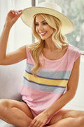 BiBi Tri blend Knit Color Block Band Front Detailed Top - Hovatok