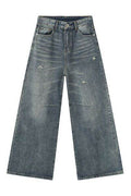 Distressed Wide Leg Men's Jeans with Pockets - Hovatok