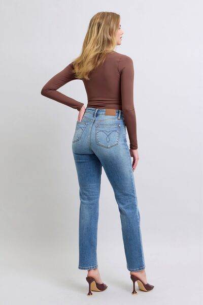 Judy Blue Full Size Run Vintage Wash Thermal Straight Jeans - Hovatok