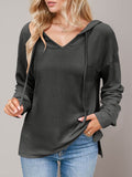 Double Take Drawstring Dropped Shoulder Long Sleeve Hoodie - Hovatok