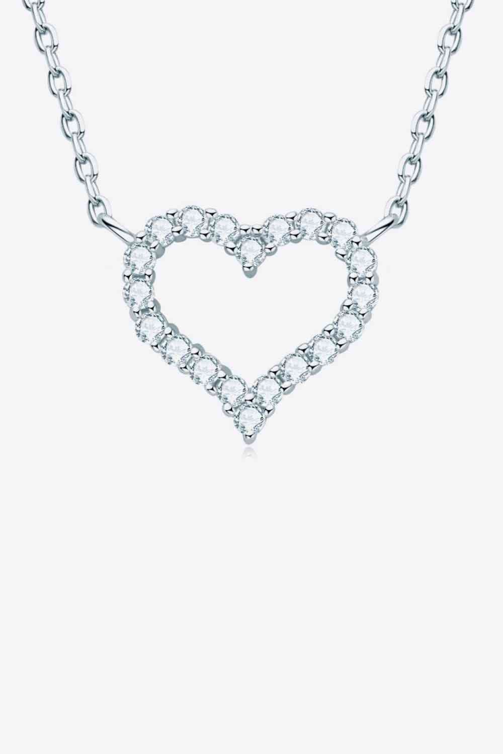 Adored Moissanite Platinum-Plated Heart Necklace - Hovatok