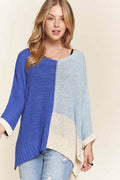 ADORA Side Slit Color Block Long Sleeve Sweater - Hovatok