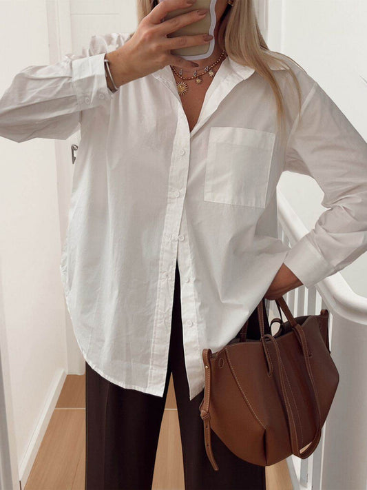 Devine Collared Neck Long Sleeve Shirt - Hovatok