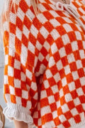 Double Take Tied Checkered Dropped Shoulder Flounce Sleeve Cardigan - Hovatok