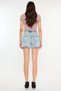 Kancan Distressed High Waist Denim Shorts with Pockets - Hovatok