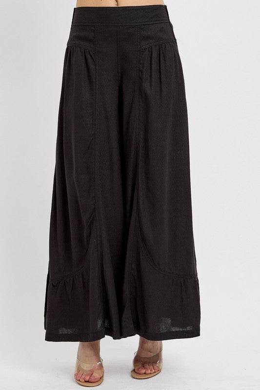 RISEN Shirring Detail Wide Leg Pants - Hovatok