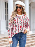 Angel Wings Flower Round Neck Long Sleeve Sweater - Hovatok