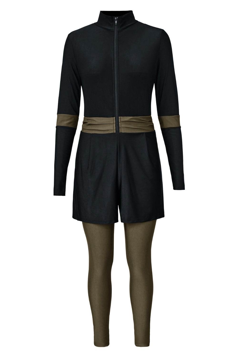Zip Up Long Sleeve One-Piece Swimwear - Hovatok