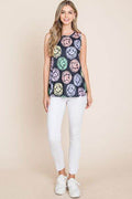 BOMBOM Round Neck Smiley Face Tank - Hovatok