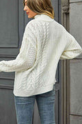 Angel Wings Cable-Knit Turtle Neck Long Sleeve Sweater - Hovatok