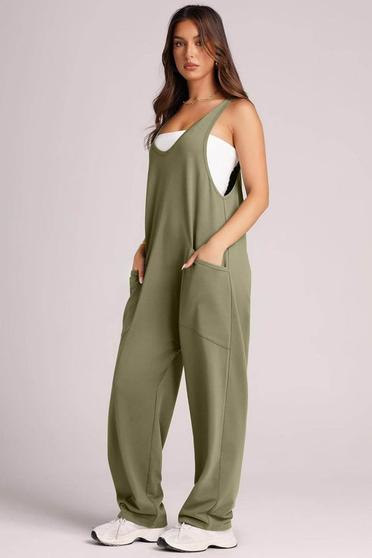 Lovelet Wide Strap Jumpsuit with Pockets - Hovatok