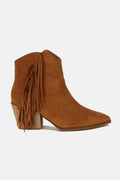 Beast Fashion Suede Fringe Point Toe Ankle Boots - Hovatok