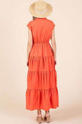 Mittoshop Button Up Collared Tiered Maxi Shirt Dress - Hovatok