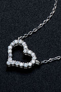 Adored Moissanite Platinum-Plated Heart Necklace - Hovatok