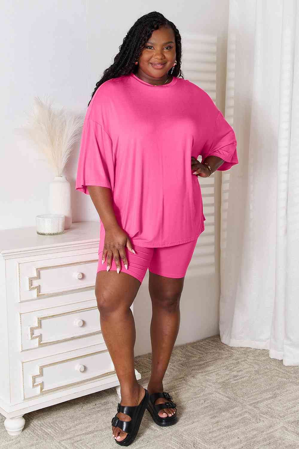 Basic Bae Full Size Soft Rayon Three-Quarter Sleeve Top and Shorts Set - Hovatok