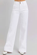 RISEN Full Size Tummy Control Double Button Wide Leg Jeans - Hovatok