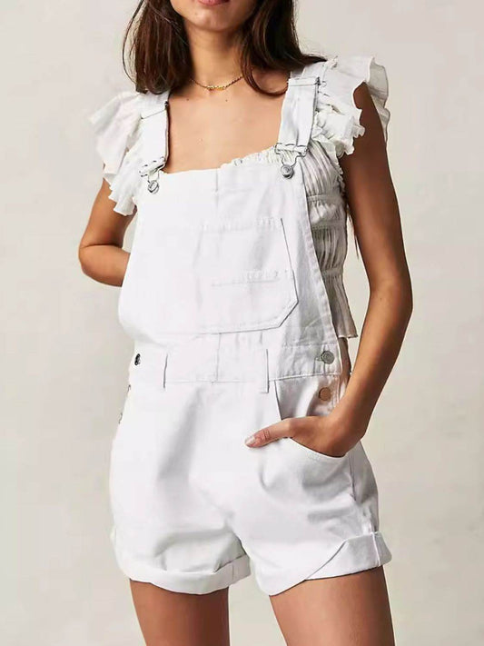 Wide Strap Square Neck Denim Overalls - Hovatok