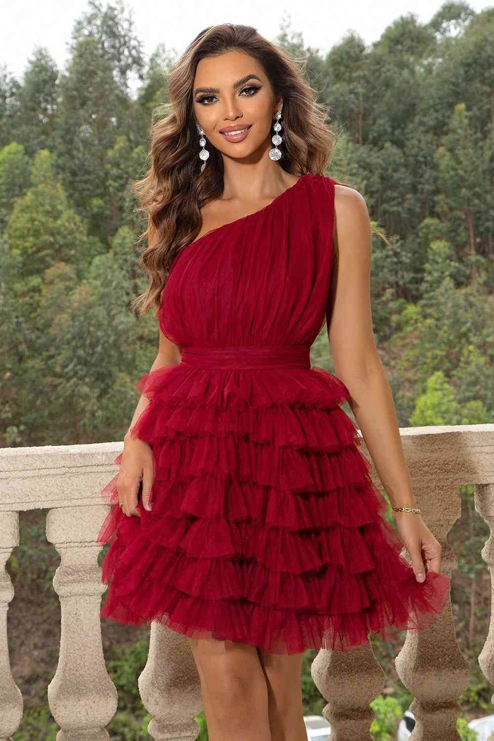 One-Shoulder Sleeveless Dress - Hovatok