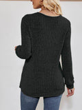 V-Neck Ribbed Long Sleeve Top - Hovatok