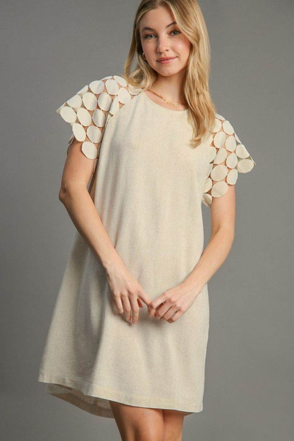 Umgee Full Size Round Neck Mini Dress Plus Size - Hovatok