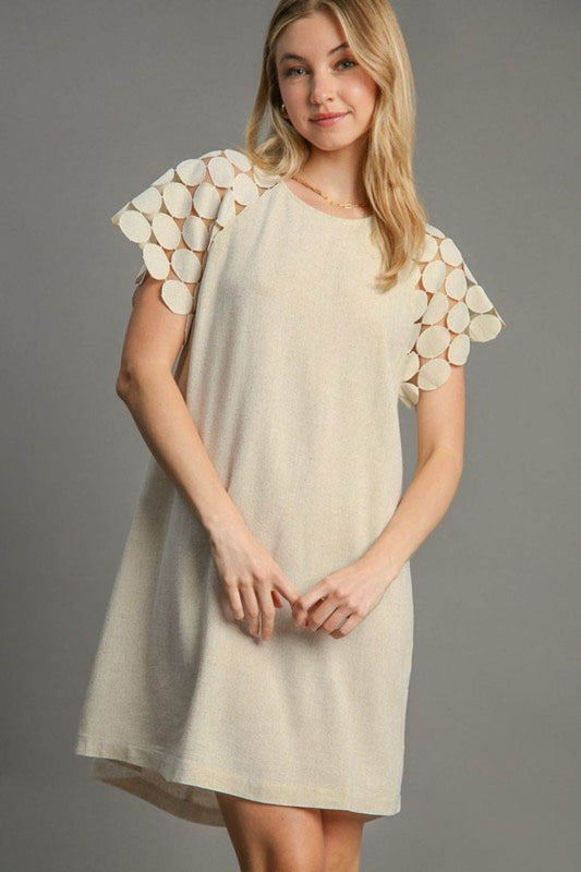Umgee Full Size Round Neck Mini Dress Plus Size - Hovatok