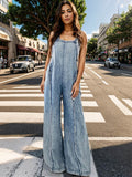 Adjustable Strap Wide Leg Denim Overalls - Hovatok